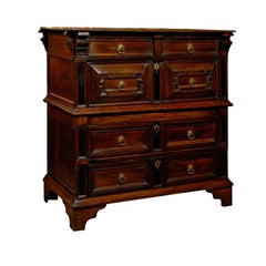 Used Mid-18th Century Large English George III Geometric Front Five-Drawer Commode