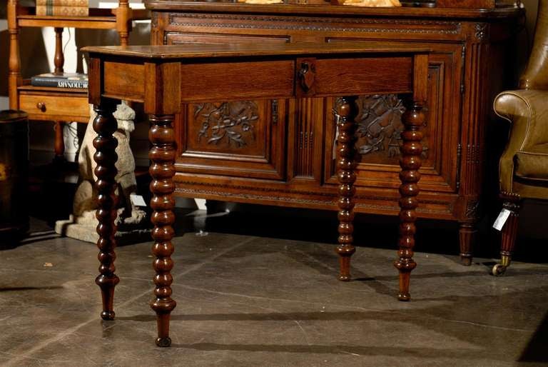 English Bobbin leg console with one drawer.