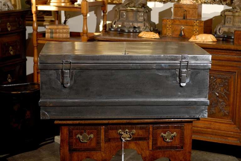 English Burnished Steel Trunk 1