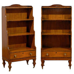 Antique Pair of English Waterfall Bookcases