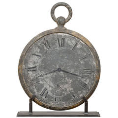 French Large Size Mid-19th Century Zinc Clock Trade Sign on Custom Stand 7