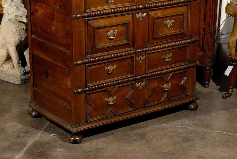 English Walnut Early 19th Century Five-Drawer Chest with Geometric Front For Sale 2
