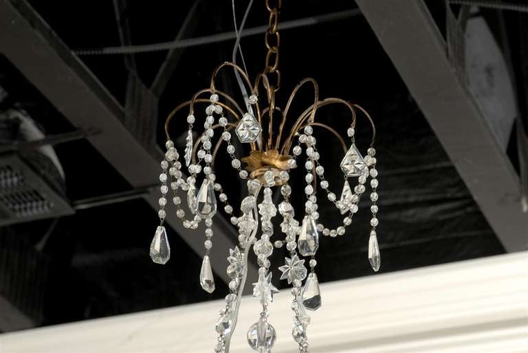 French Six-Light Crystal Oval Chandelier from the Turn of the Century In Good Condition In Atlanta, GA