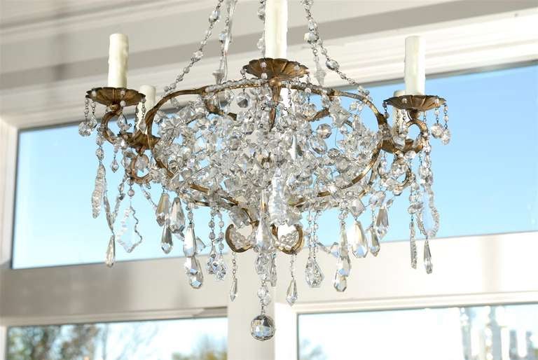 French Six-Light Crystal Oval Chandelier from the Turn of the Century 2