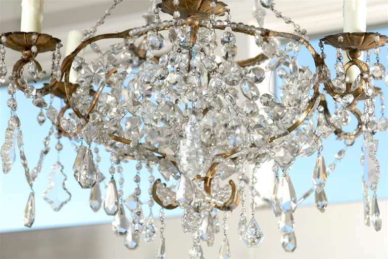 French Six-Light Crystal Oval Chandelier from the Turn of the Century 1