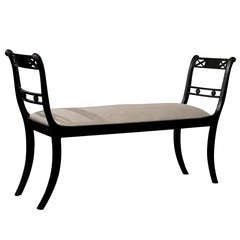 English Upholstered Bench with Arms 12