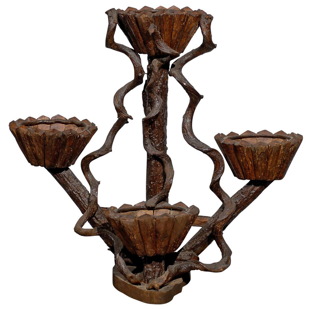 1920s German Black Forest Planter with Vines and Four Truncated Pots For Sale