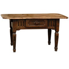 Italian Country Table with Single Drawer, Carved Apron, Tapered Legs, circa 1800 11
