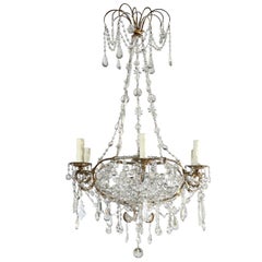 French Six-Light Crystal Oval Chandelier from the Turn of the Century