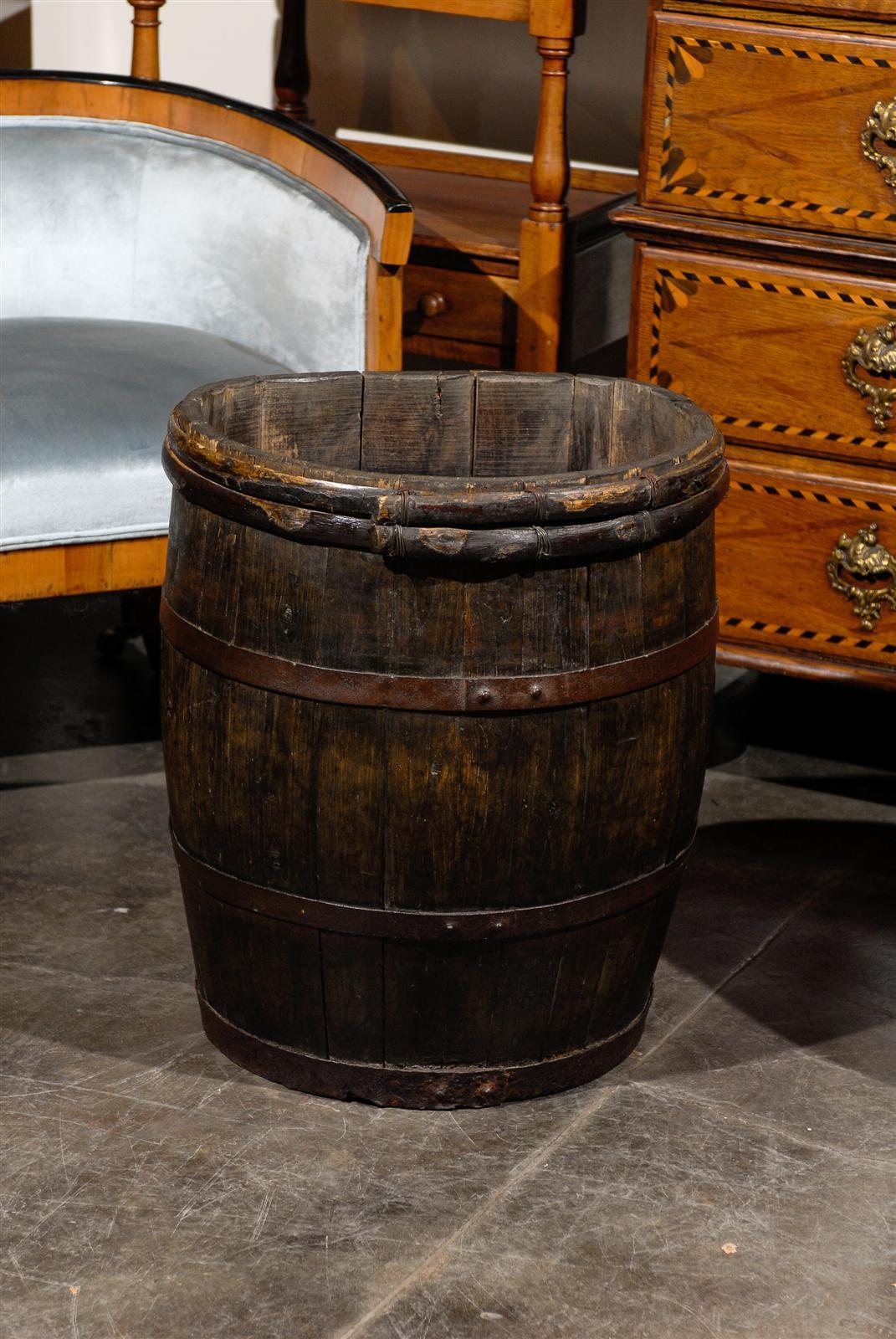 Two French Wooden Champagne Grape Barrels from the Late 19th Century 5