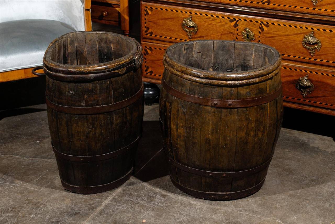 Two French Wooden Champagne Grape Barrels from the Late 19th Century 3