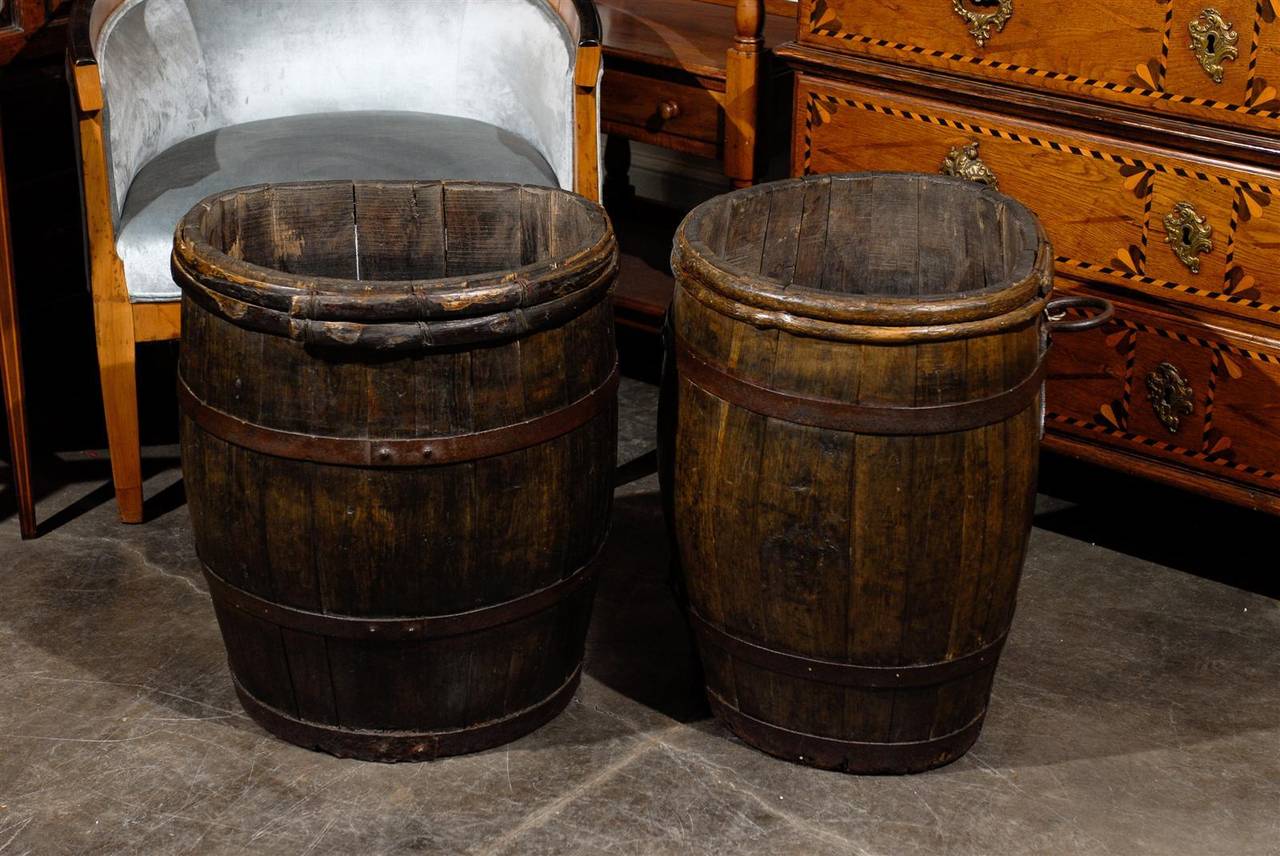 Two French Wooden Champagne Grape Barrels from the Late 19th Century 4