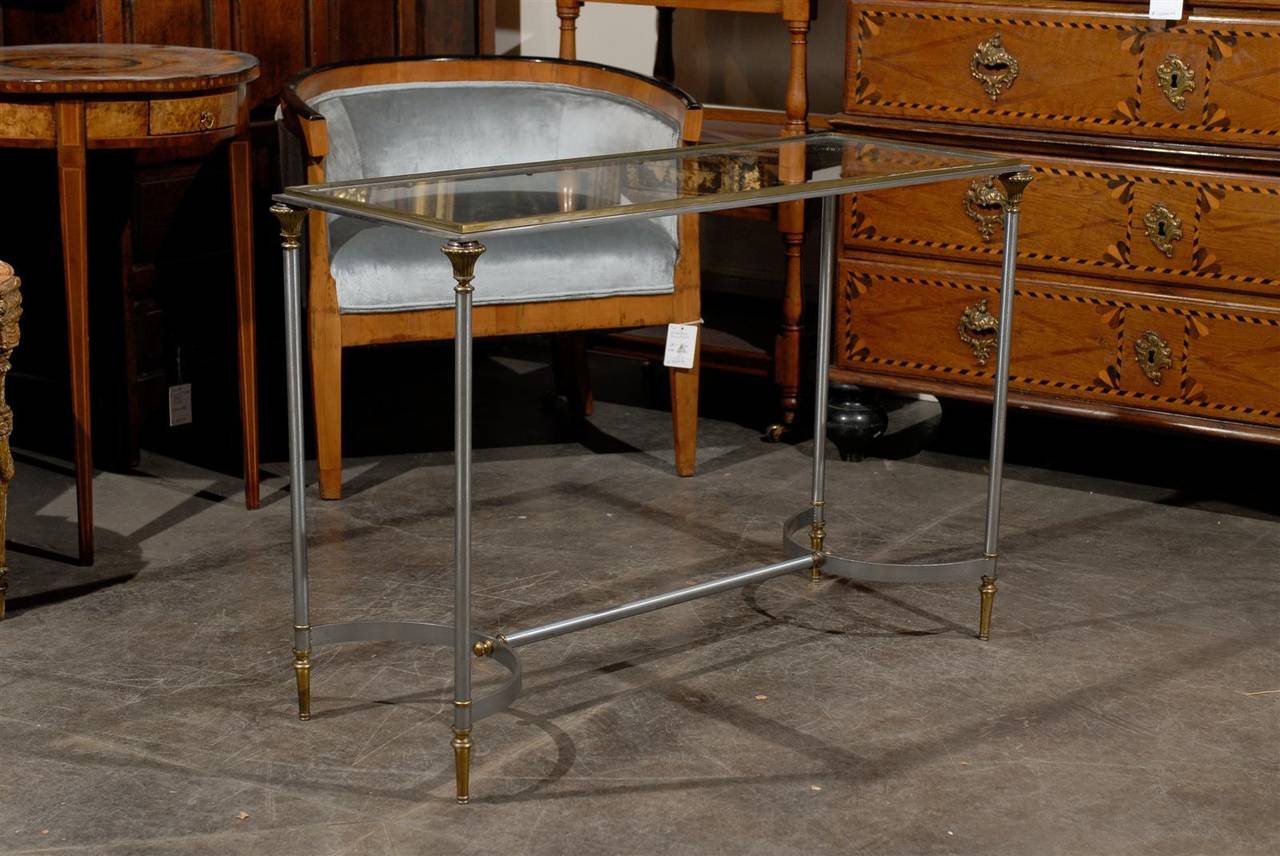 Steel and Brass Console Table In Excellent Condition In Atlanta, GA