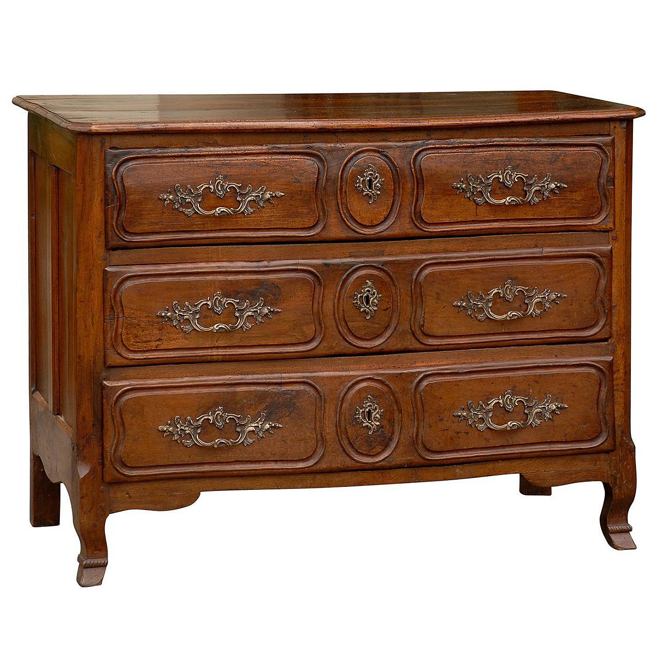 French Louis XV Style Serpentine Front Three-Drawer Chest, circa 1780