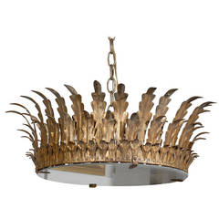 Spanish Gilt Metal Light Fixture Spanish Gilt Metal Light Fixture