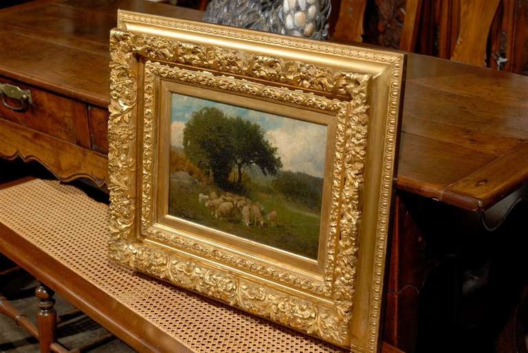 19th Century Antique Sheep Oil Painting Signed by Charles Phelan