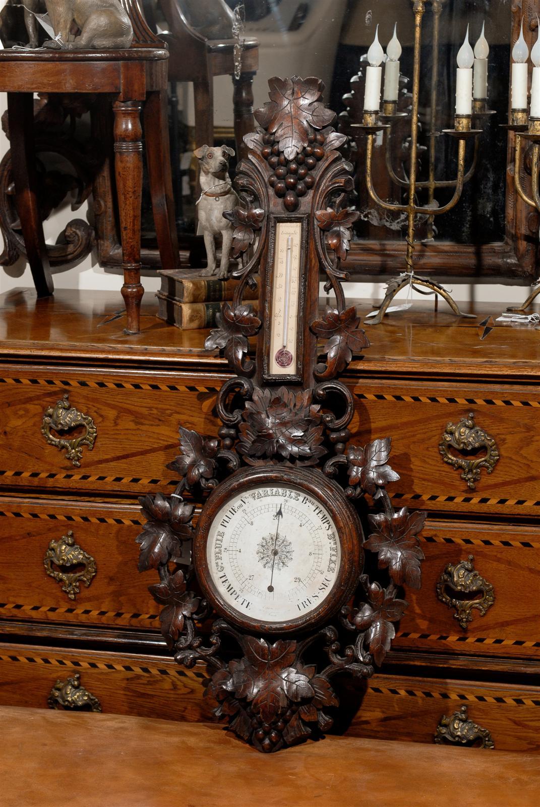 Black Forest Barometer with great carving.