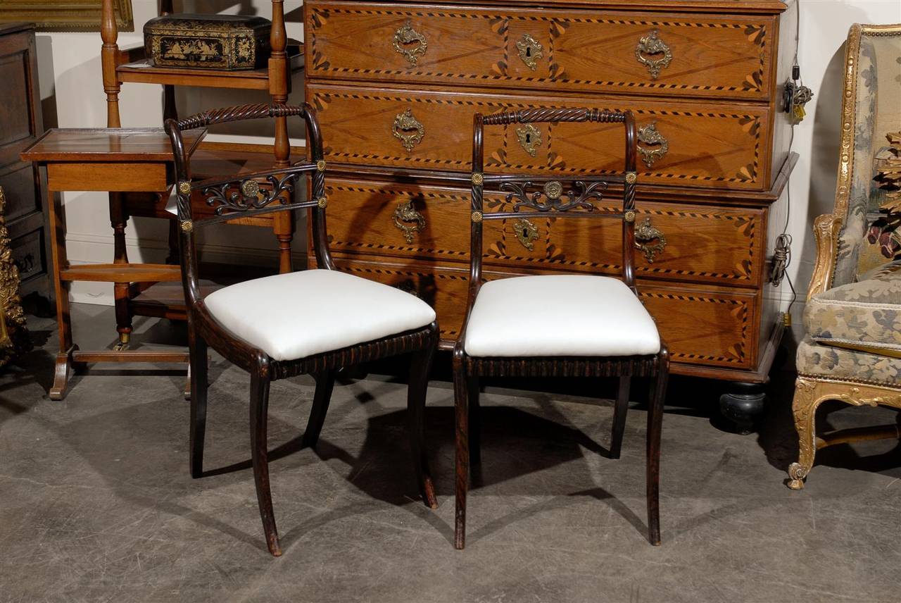 Pair of English Regency Side Chairs In Excellent Condition In Atlanta, GA