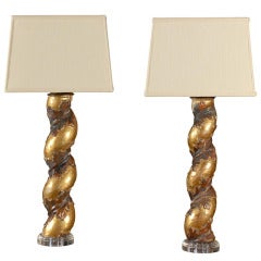 Pair of Italian Carved Lamps.