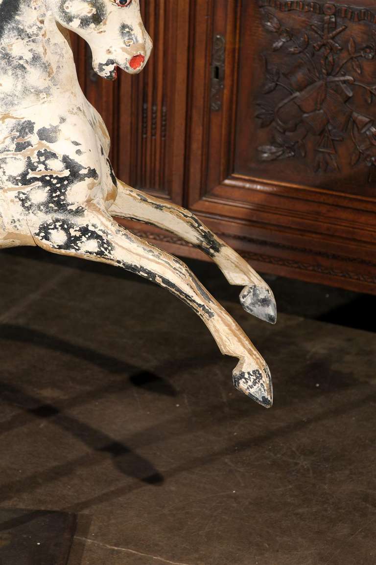 English Painted Wooden Horse Sculpture on Stand from the Mid-19th Century For Sale 3