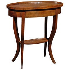 Antique Oval Walnut Italian Table