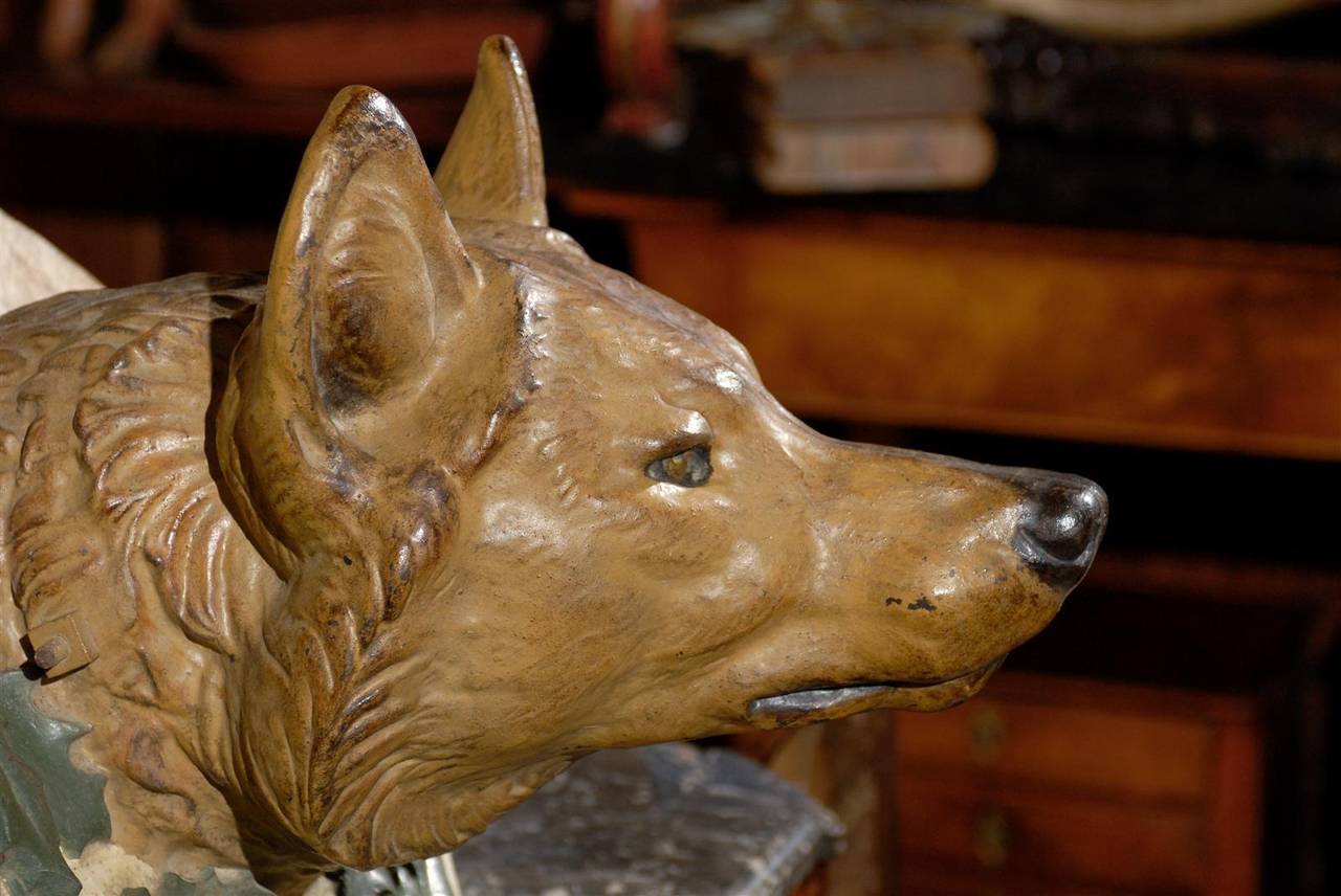 19th Century Iron Fox Head Sculpture
