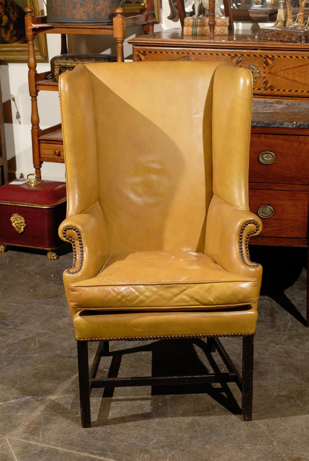 English Leather Wing Chair 4