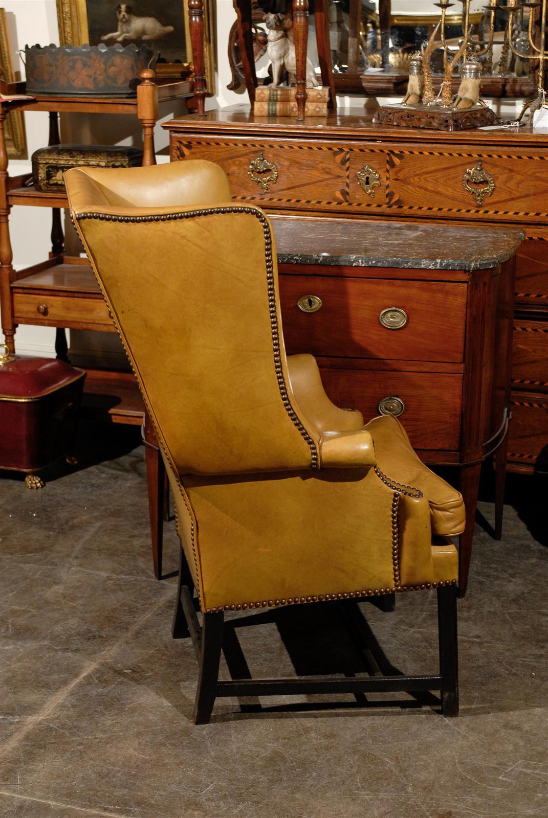 English Leather Wing Chair 5
