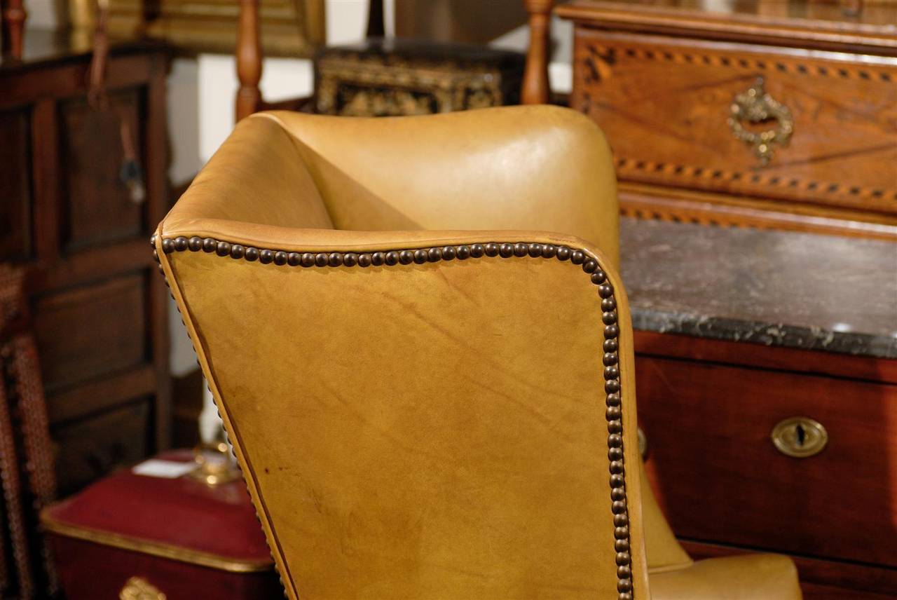 English Leather Wing Chair 6