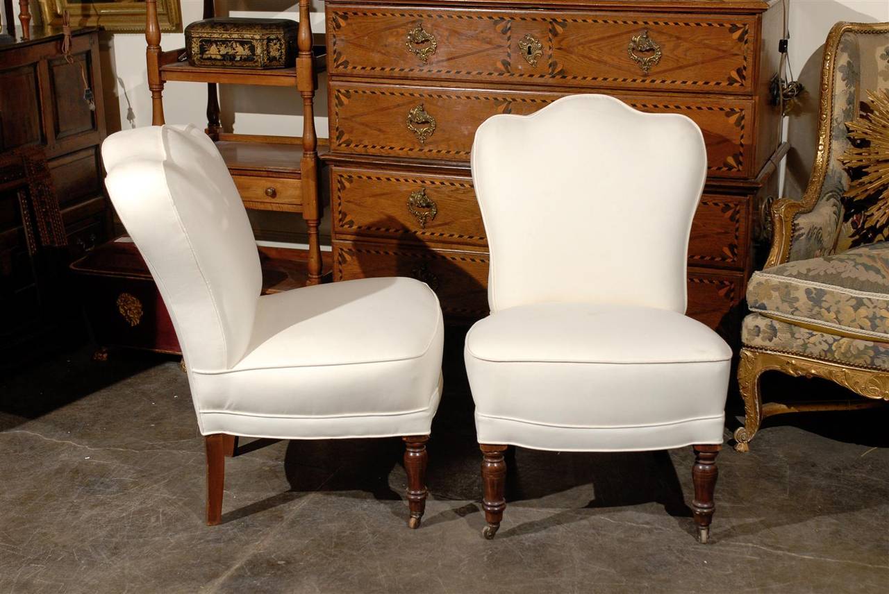 Pair of English Slipper Chairs 6