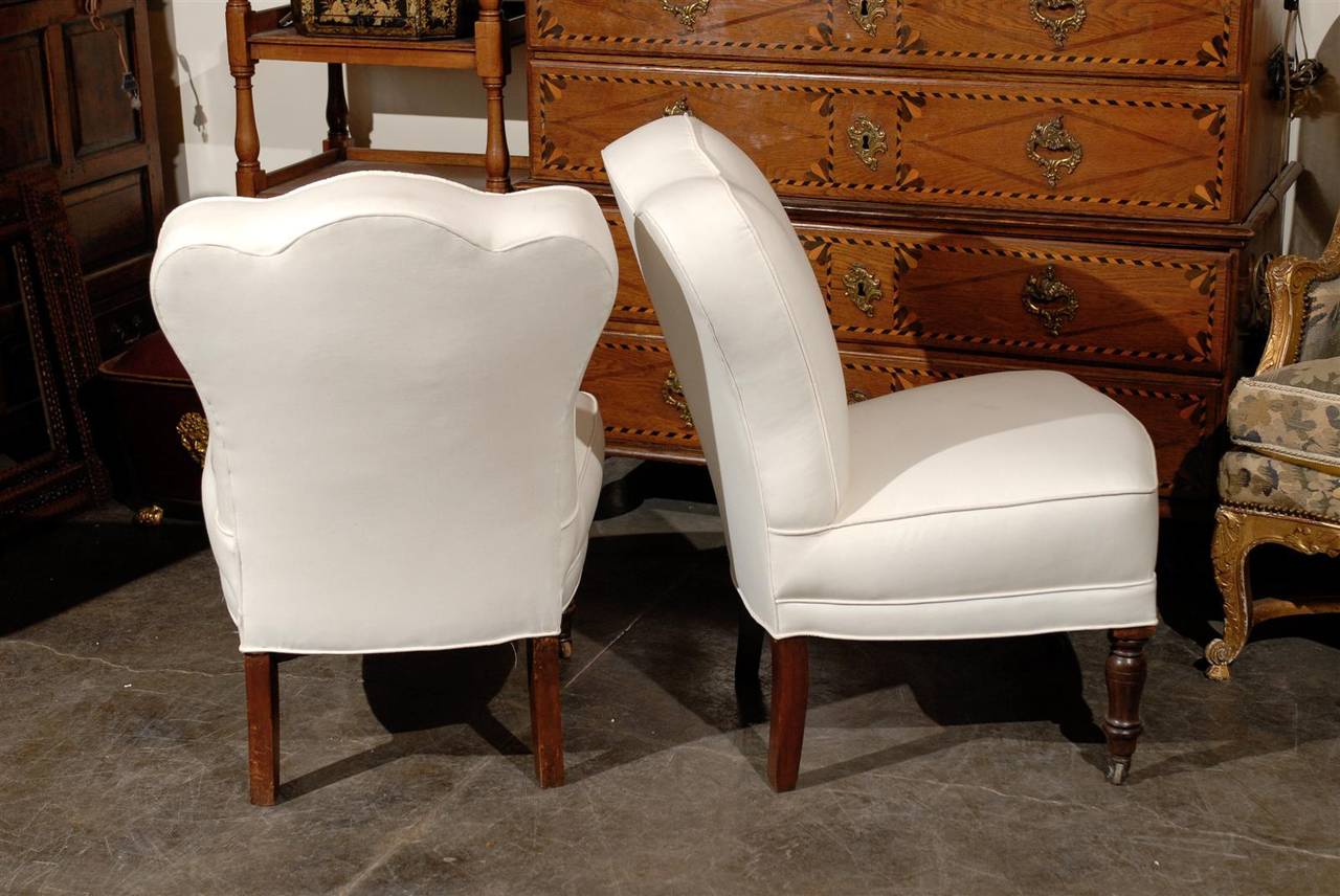 20th Century Pair of English Slipper Chairs