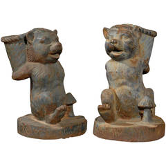 Pair of Iron Bear Planters