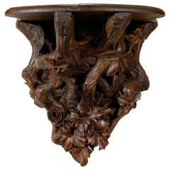 Antique Black Forest Carved Shelf / Console / Bracket