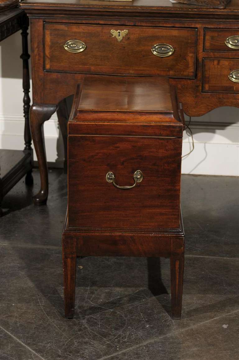 1820s English George III Mahogany Cellarette-on-Stand with Flat Top 1