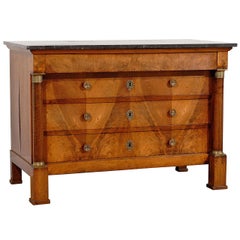 French Early 19th Century Empire Period Four-Drawer Commode with Marble Top