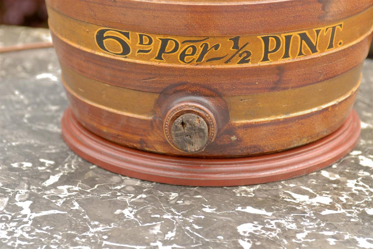 Large English Stoneware Spirit Barrel Lamp from the Late 19th Century 5