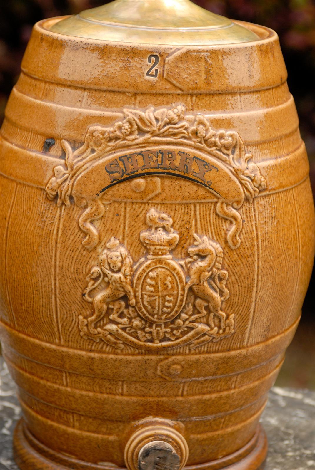 Pair of English Stoneware Spirit Barrel Lamps from the Mid-19th Century 1