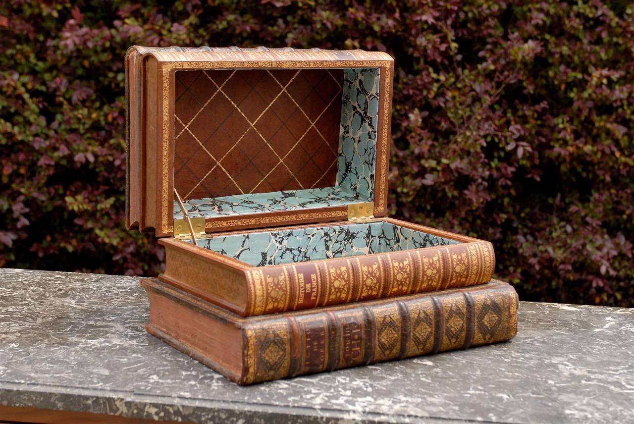 Leather faux book box, large with nice interior.