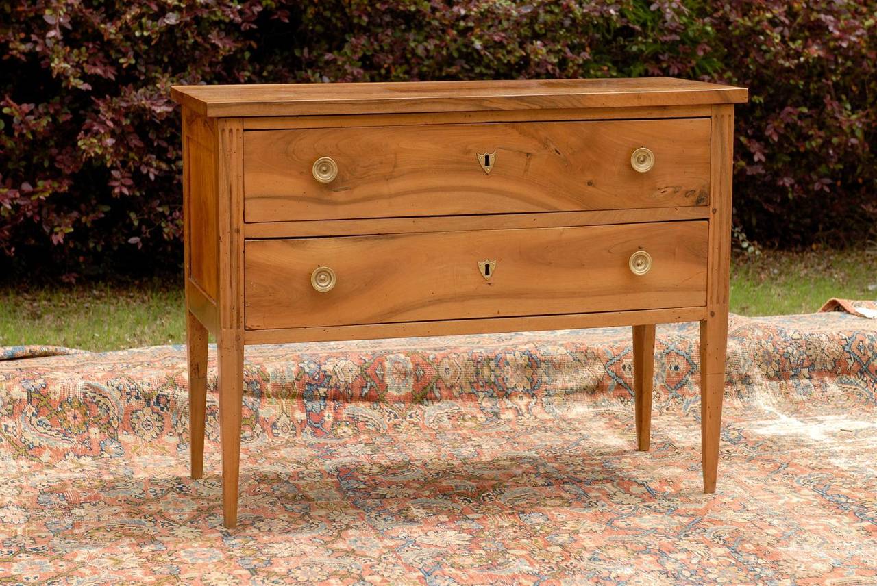 French Walnut two-drawer commode.