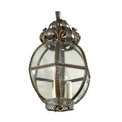 Italian Metal and Glass Rounded Hexagonal Lantern from the Mid 20th Century 10