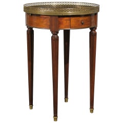 Antique French 1820s Restauration Bouillotte Table with Marble Top and Brass Gallery