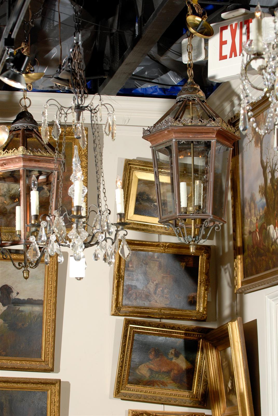 English Pair of 19th Century Copper Lanterns