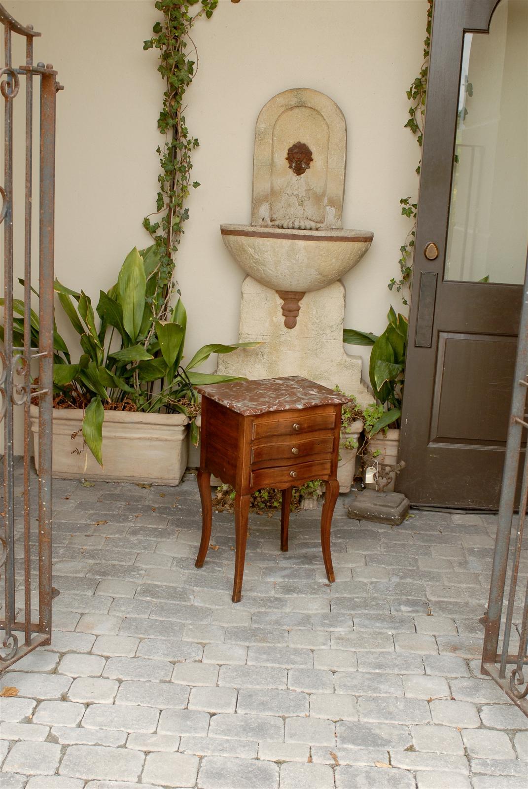 Louis XV French Serpentine Front Marble Top Petite Commode from the Late 19th Century