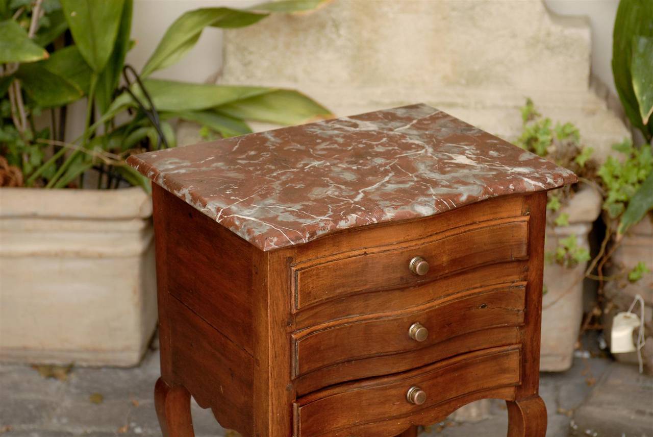 French Serpentine Front Marble Top Petite Commode from the Late 19th Century 4
