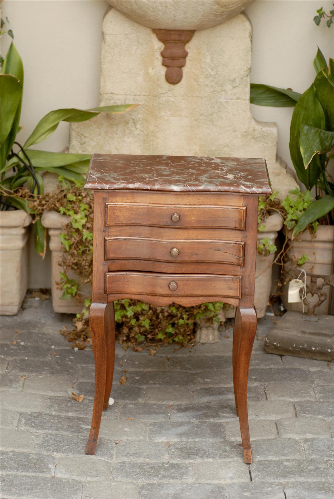 French Serpentine Front Marble Top Petite Commode from the Late 19th Century 3