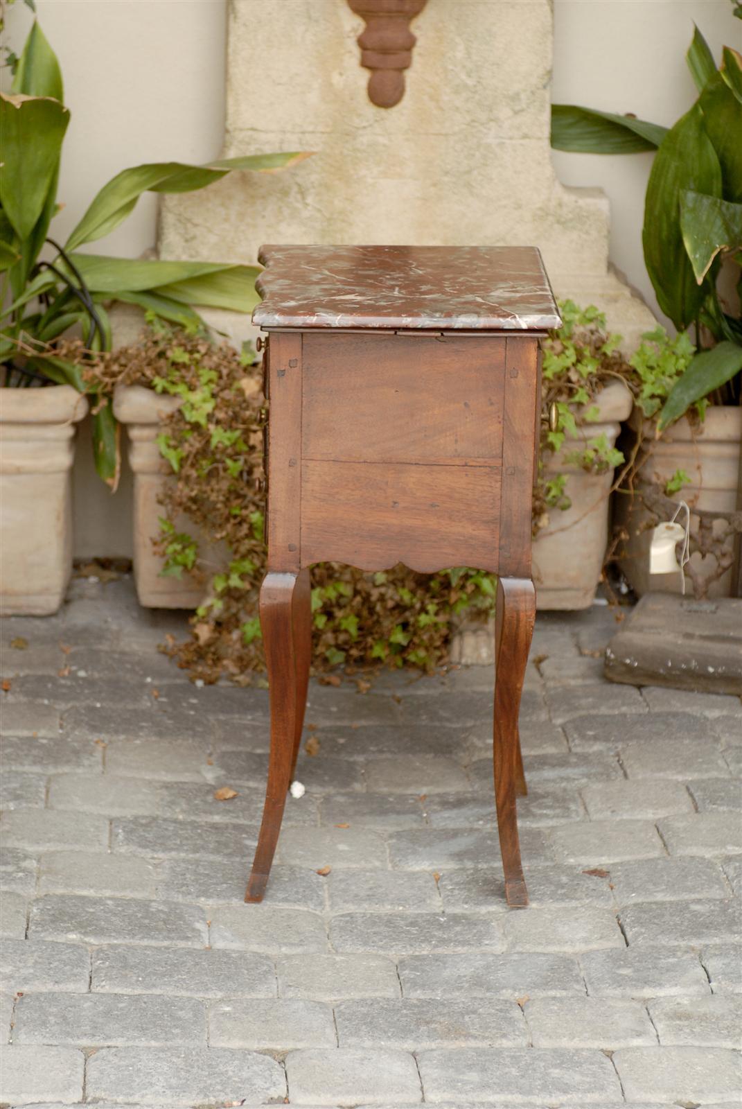French Serpentine Front Marble Top Petite Commode from the Late 19th Century 2
