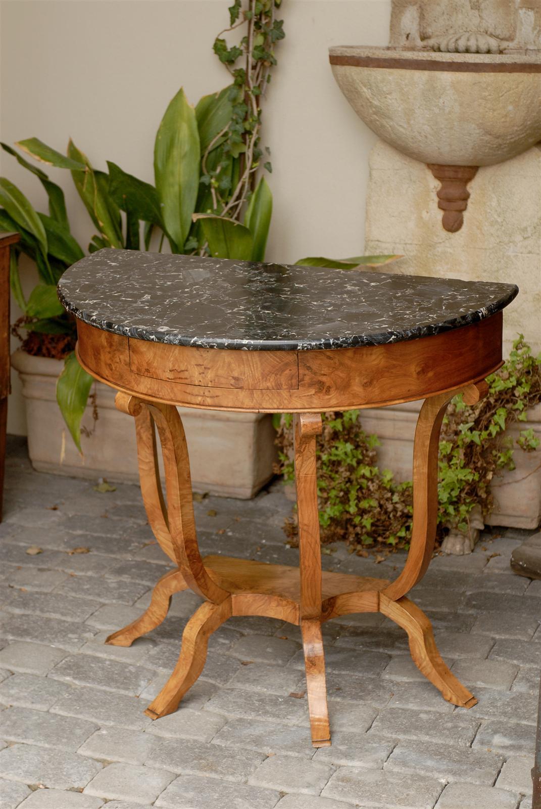 Marble-Top Demilune Console Table 3