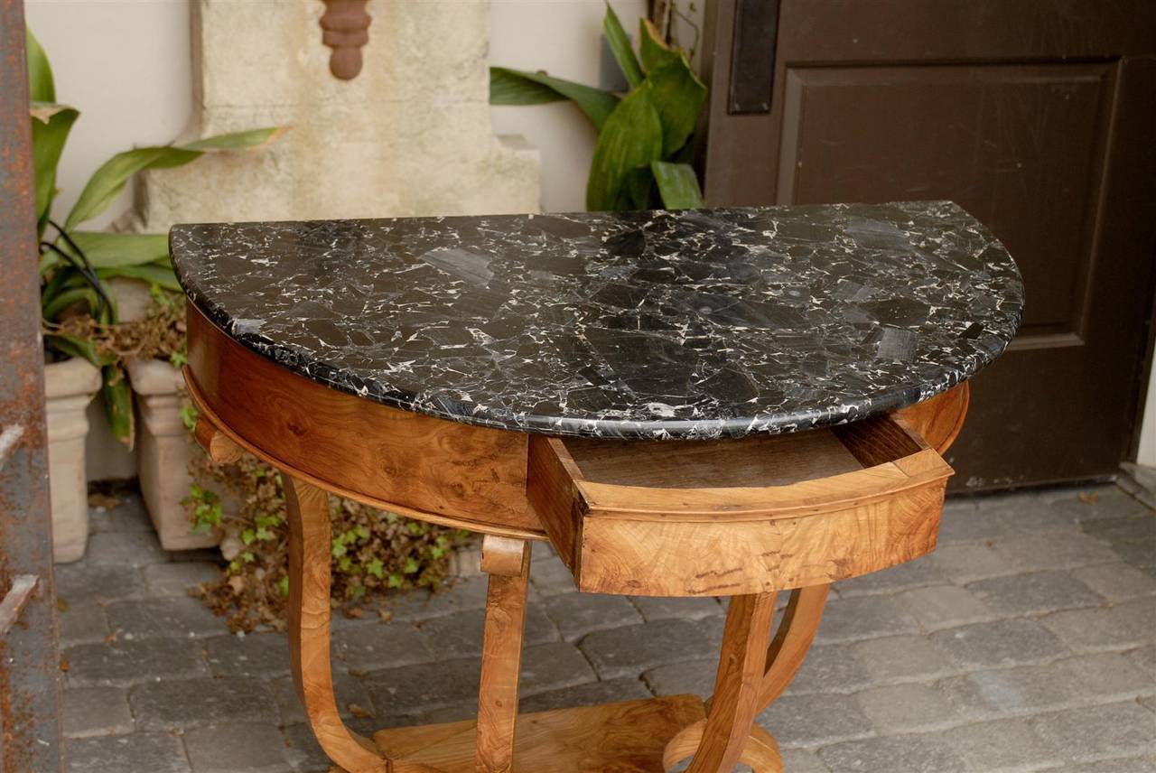 Marble-Top Demilune Console Table 2