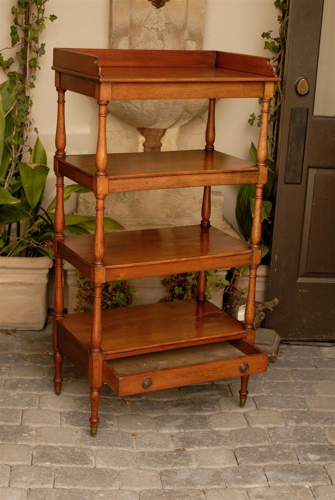 English 1870s Trolley with Four Shelves, Column Supports and Single Drawer 2