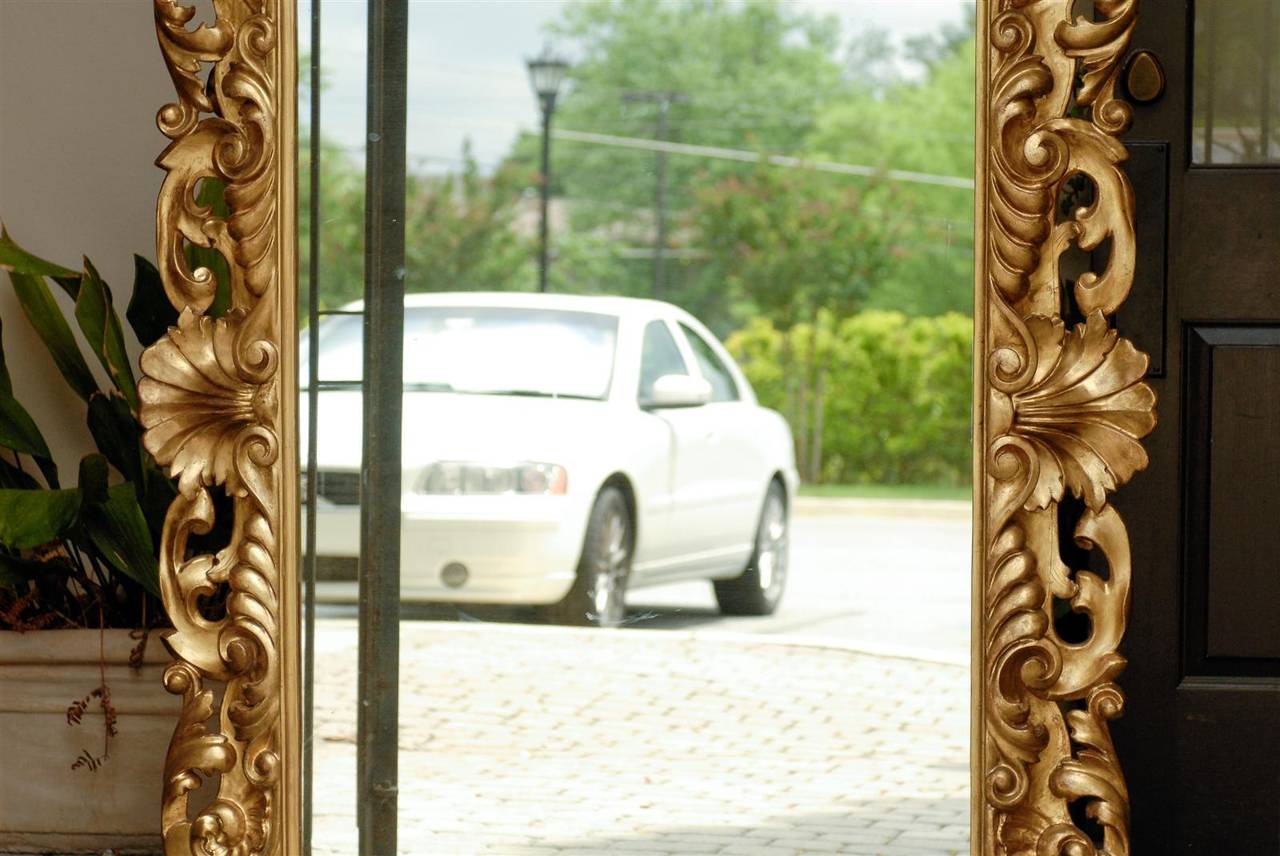 Italian Large Size Mirror with Carved Giltwood Frame from the Late 19th Century 4